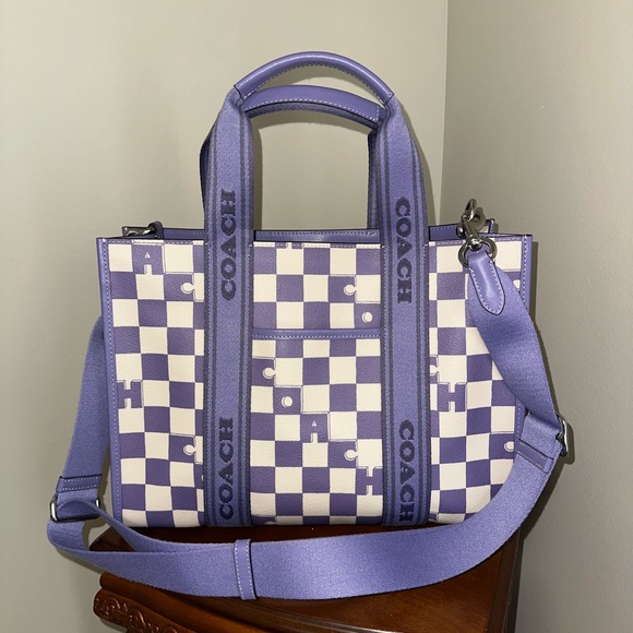 Coach Handbags - Coach Lavender and White Checkered Tote Bag